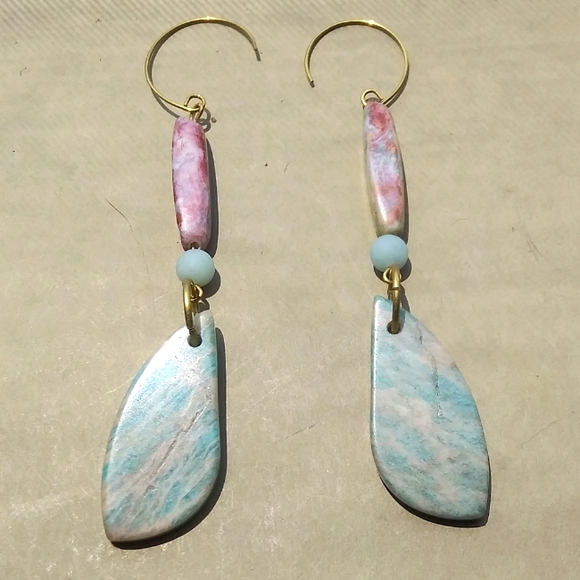 Hand Crafted Jewelry - 'Wings' Amazonite Earrings